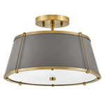 Clarke Semi Flush Ceiling Light - Matte Grey / Brass