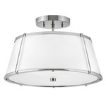 Clarke Semi Flush Ceiling Light - Matte White / Polished Nickel