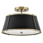 Clarke Semi Flush Ceiling Light - Black / Warm Brass