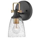 Easton Wall Sconce - Black / Heritage Brass / Clear Seedy