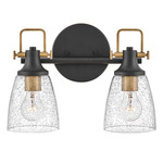 Easton Bathroom Vanity Light - Black / Heritage Brass / Clear Seedy