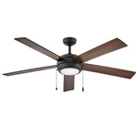 Croft 60 Inch Ceiling Fan with Light - Matte Black / Matte Black / Walnut