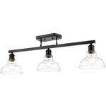 Carver Adjustable Semi Flush Ceiling Light - Matte Black / Clear