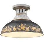 Kinsley Semi Flush Ceiling Light - Galvanized Steel / Antique Black Iron