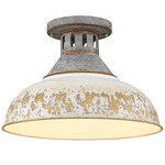 Kinsley Semi Flush Ceiling Light - Galvanized Steel / Antique Ivory