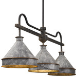 Jasper Linear Pendant - Antique Black Iron / Galvanized Steel