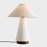 Linden Table Lamp - Brass / Cream Linen / Walnut