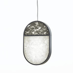 Geometric Full Top Oval Pendant - Glass Finish - Glossy / Grey Triplex Opal Top Glass