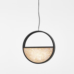 Geometric Half Circle Bottom Pendant - Matte Black / Light Pink Triplex Opal