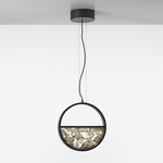 Geometric Half Circle Bottom Pendant - Matte Black / Grey Triplex Opal