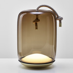 Knot Battery Portable Lamp - Brass / Transparent Smoke Brown