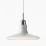 Shadows Shade Exterior Pendant - Brushed Stainless Steel / Triplex Opal