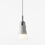 Shadows Narrow Exterior Pendant - Brushed Stainless Steel / Triplex Opal
