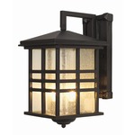 Rustic Craftsman Outdoor Coach Wall Lantern - Black / Seeded