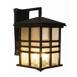 Rustic Craftsman Outdoor Coach Wall Lantern - Black / Seeded