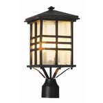 Rustic Craftsman Post Lantern - Black / Clear