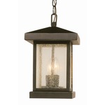 Traditional Hanging Lantern - Weathered Bronze / Clear