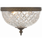 Crystorama Bowl Ceiling Light Fixture - English Bronze / Crystal