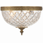 Crystorama Bowl Ceiling Light Fixture - Olde Brass / Crystal