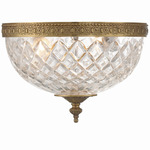 Crystorama Bowl Ceiling Light Fixture - Olde Brass / Crystal