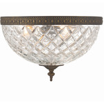 Crystorama Bowl Ceiling Light Fixture - English Bronze / Crystal