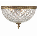 Crystorama Bowl Ceiling Light Fixture - Olde Brass / Crystal