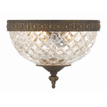 Crystorama Bowl Ceiling Light Fixture - English Bronze / Crystal