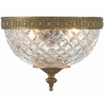 Crystorama Bowl Ceiling Light Fixture - Olde Brass / Crystal