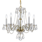 Traditional Crystal Stem Chandelier - Polished Brass / Crystal