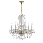 Traditional Crystal Stem Chandelier - Polished Brass / Crystal