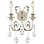 Regis Wall Sconce - Olde Silver / Hand-Cut Crystal