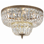 Crystorama Dual Ceiling Flush Light - Olde Brass / Hand-Cut Crystal