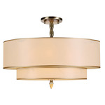 Luxo Semi Flush Ceiling Light - Antique Brass / Light Golden