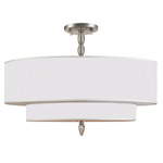 Luxo Semi Flush Ceiling Light - Satin Nickel / White