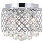 Tully Flush Ceiling Light Fixture - Chrome / Crystal