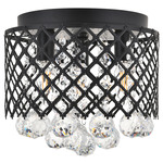 Tully Flush Ceiling Light Fixture - Matte Black / Crystal