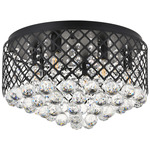 Tully Flush Ceiling Light Fixture - Matte Black / Crystal