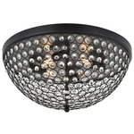 Taye Flush Ceiling Light Fixture - Matte Black / Crystal