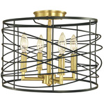 Boca Semi Flush Ceiling Light - Brushed Brass