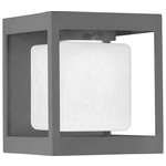 Square Box LED Outdoor Wall Sconce - Argento Grey / Opal Hammered