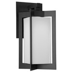 Quad Lantern Outdoor Wall Sconce - Textured Black / Opal Hammered
