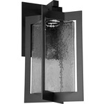 Quad Lantern Outdoor Wall Sconce - Textured Black / Clear Hammered