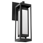Double Box Lantern Outdoor Wall Sconce - Textured Black / Frosted Glass