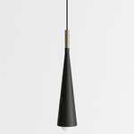 Stem Pendant - Brushed Brass / Black Oak