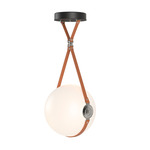 Derby Large Pendant - Polished Nickel / Chestnut Leather / Opal