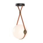 Derby Large Pendant - Antique Brass / Chestnut Leather / Opal