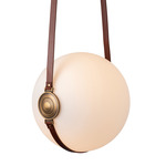 Derby Large Pendant - Antique Brass / British Brown Leather / Opal
