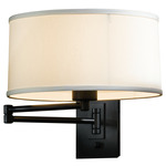 Simple Swing Arm Wall Sconce - Black / Natural Anna