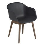 Fiber Armchair Wood Base - Black + Stained Dark Brown