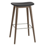 Fiber Stool with Wood Base - Stained Dark Brown / Black + Stained Dark Brown